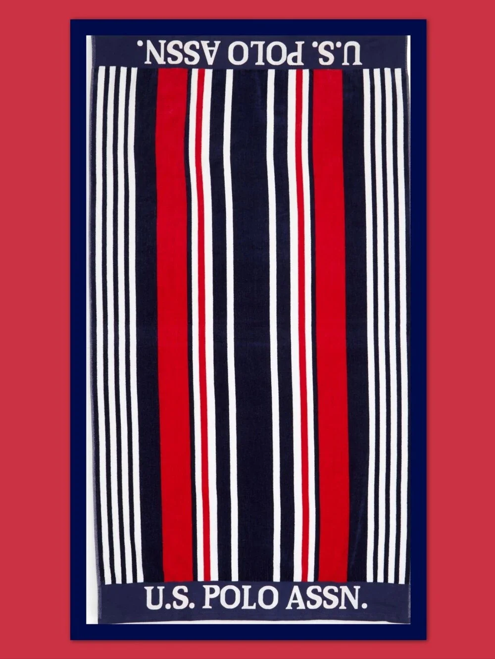 US POLO ASSN PORT STRIPE JACQUARD BEACH TOWEL